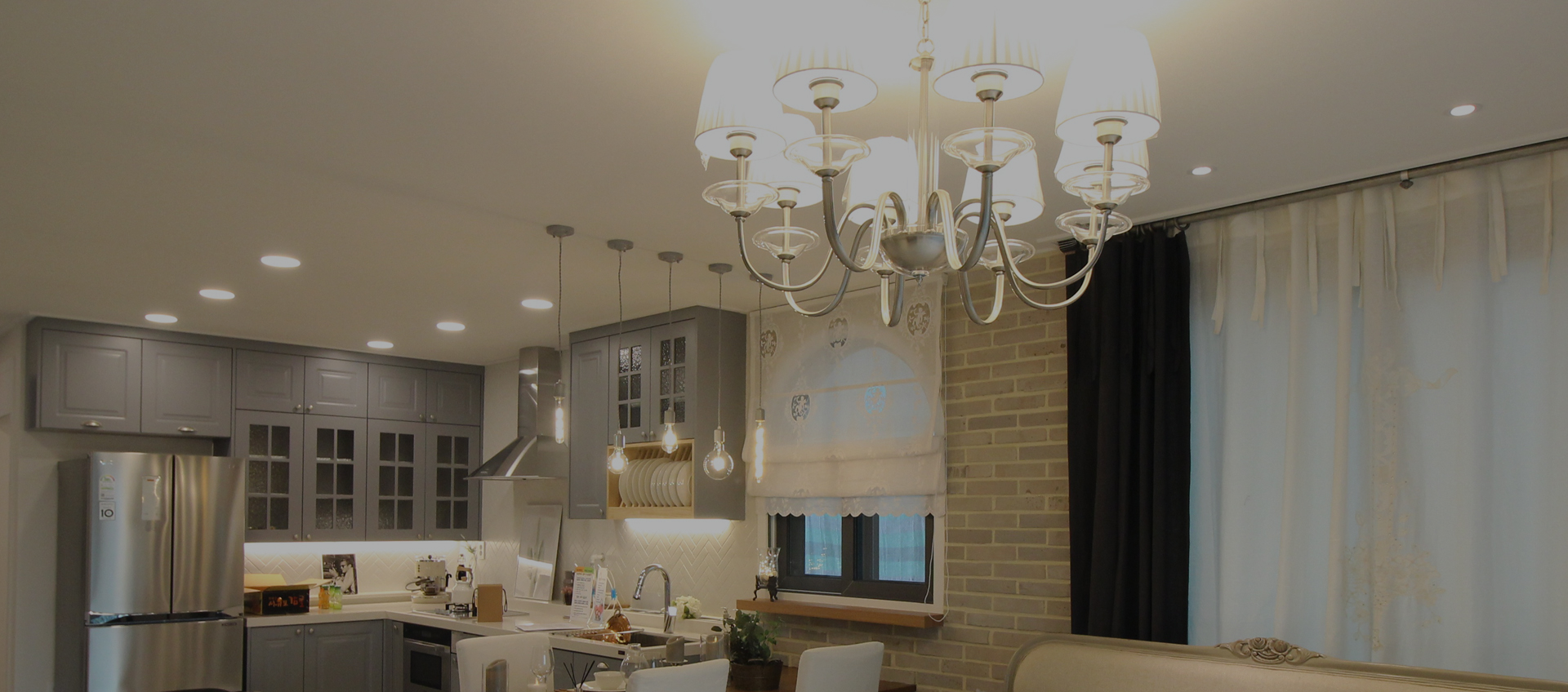 Kitchen with chandelier, pendant and recessed lighting installed by Access Electrical Kitchen with chandelier, pendant and recessed lighting installed by Access Electrical